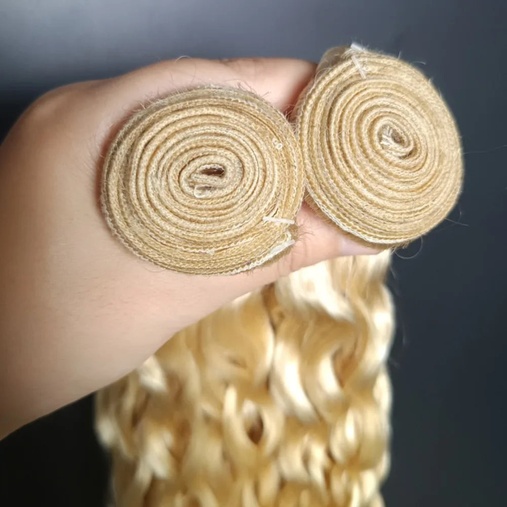 1/2/3PCS 613 Blonde Bundles Human Hair Water Wave 10-30 inch 100% Unprocessed Virgin Human Hair Extensions 12A Grade Full End