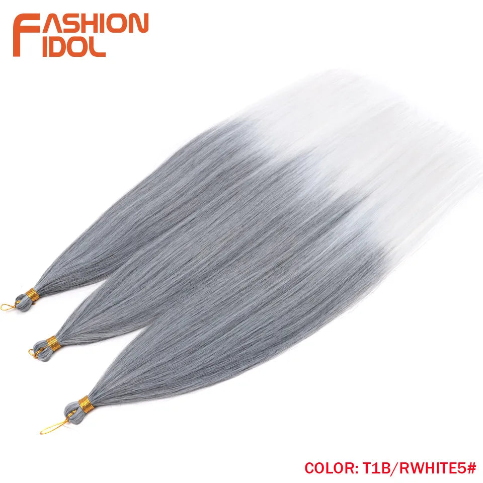 28 Inch 3PCS 300g Yaki Straight Pony Hair Bundles Crochet Braids Hair Synthetic Braiding Hair Ombre Brown Crochet Hair Extension