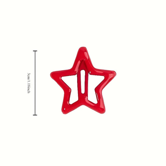 10pcs/30pcs Cute Hollow Star Hair Clips Vibrant Colorful Snap Design Perfect for Styling and Makeup Ideal ' Gift Holiday Gift