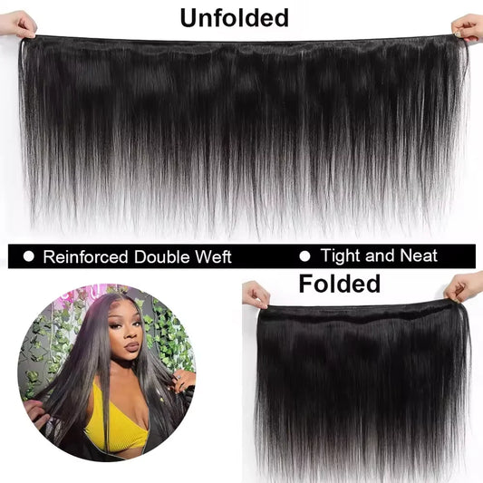 16A Bone Straight Human Hair Bundle Brazilian Remy 100% Unprocessed Remy Human Hair Extension Natural Black Double Weft Durable