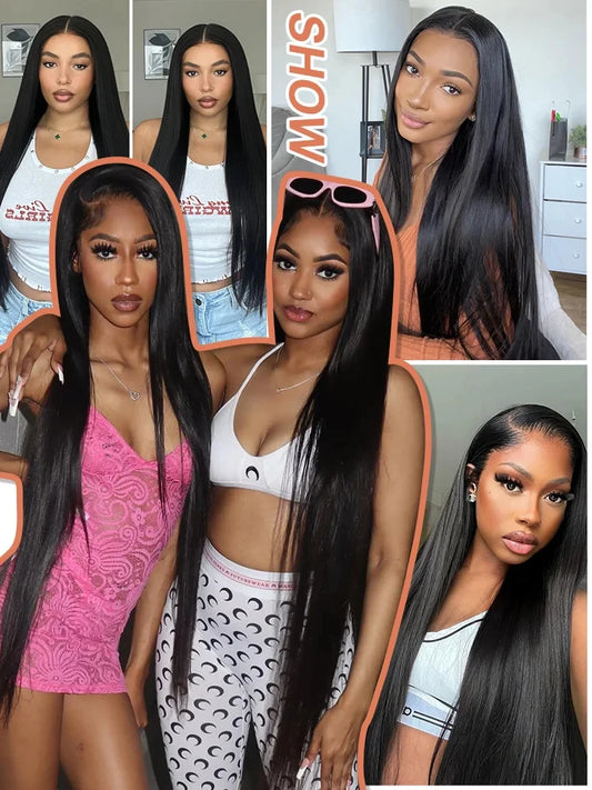 26 28 30 40 Inches Straight Human Hair Bundles Brazilian Raw Remy Weave 100% Unprocessed Extension Weft Natural Black For Women