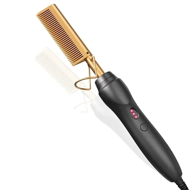 Pink Hot Comb Electric Hot Comb Heating Pressing Hair Straightening Iron for Hair Beard Wigs Wet and Dry Hair Styling Tools