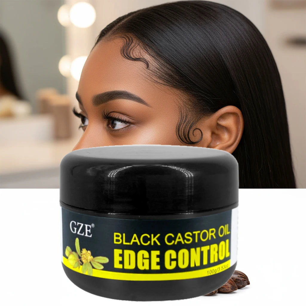 GZE African Black Castor Extra Hold Braid,Contains Black Castor Oil & Coconut Oil Edge Control, Hair Wax Gel for Women