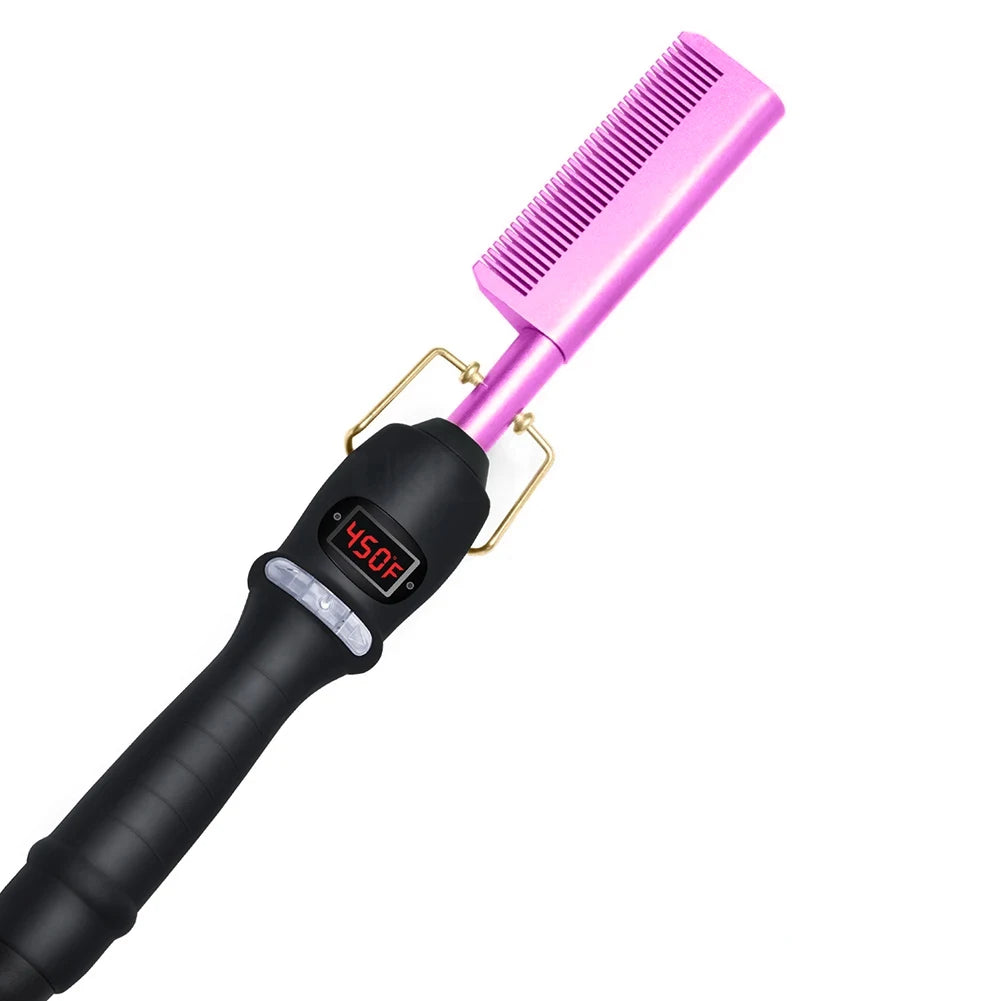 UNTIOR 3 in 1 Straightening Comb Multifunctional Hair Portable Travel Ceramic Comb Electric Hair Straightener for Hair and Wigs