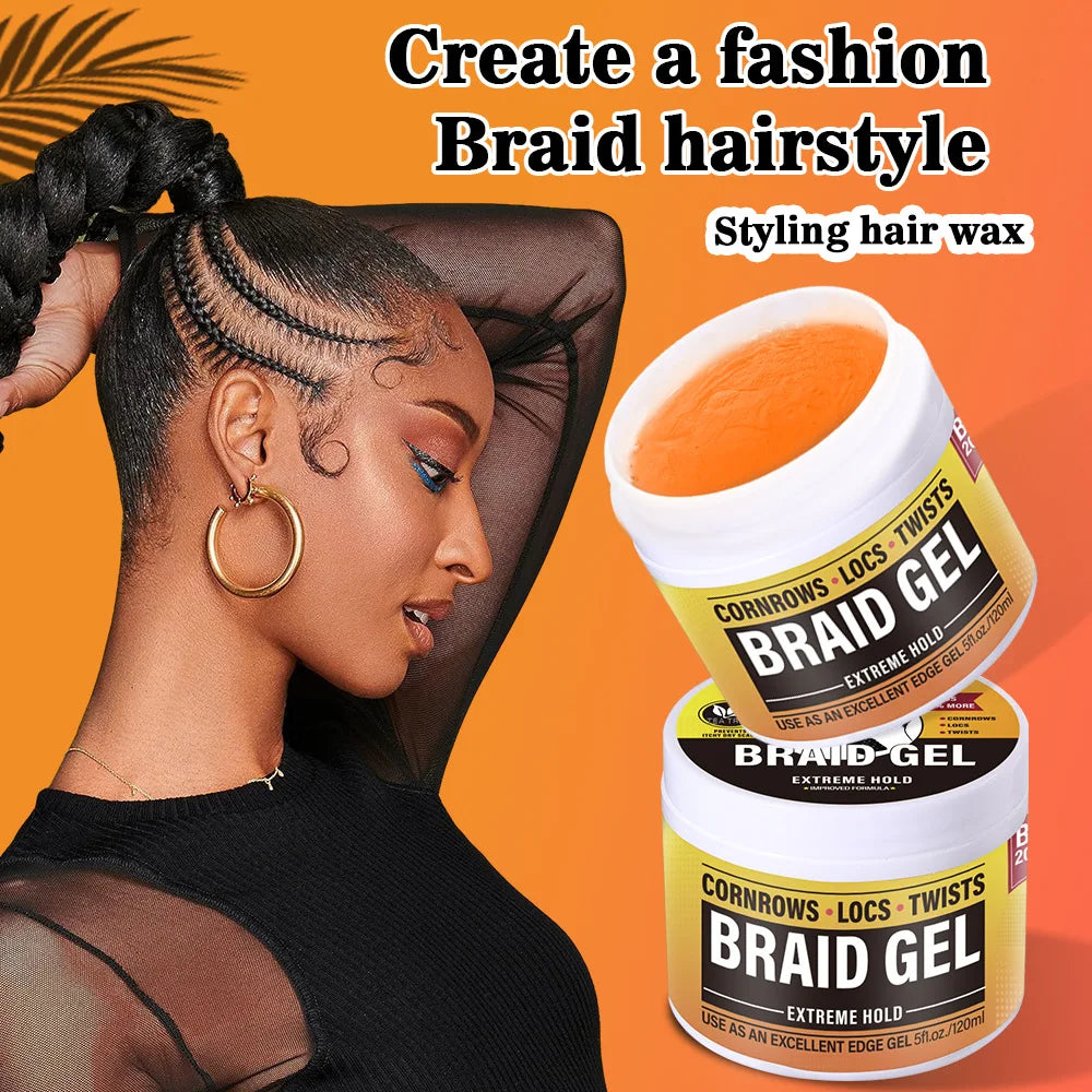 Braid Gel - Locs, Twists, Cornrows! Strong Hold, Moisturizing, Light Scent, Retro Look - Hair Styling Product
