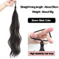Long Wavy Synthetic Self-Winding Ponytail Hair Extensions With Elastic Rubber Band Braided Hair Bundle For Women Increase Hair