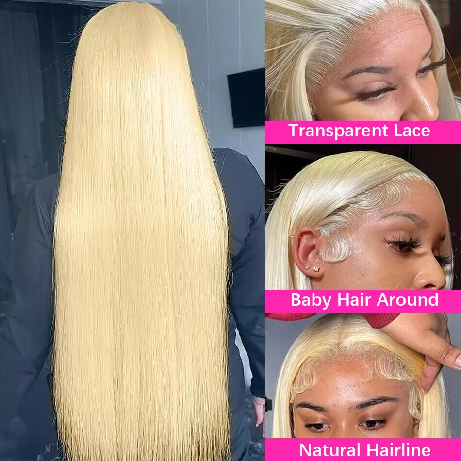 Honey Blonde 13x6 HD Lush All Natural Lace Front Hair Wig - 200% 613 (34 36 Inch Straight 13x4 Lace Frontal)