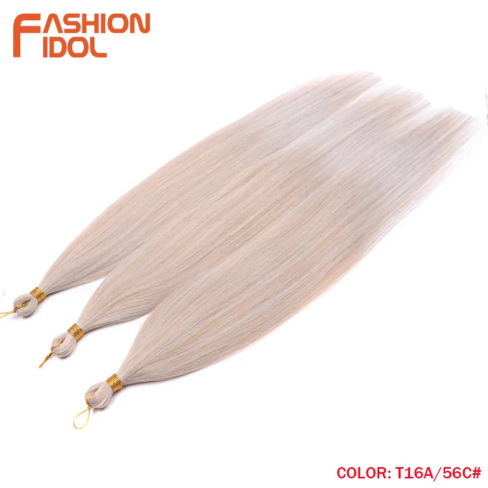 28 Inch 3PCS 300g Yaki Straight Pony Hair Bundles Crochet Braids Hair Synthetic Braiding Hair Ombre Brown Crochet Hair Extension