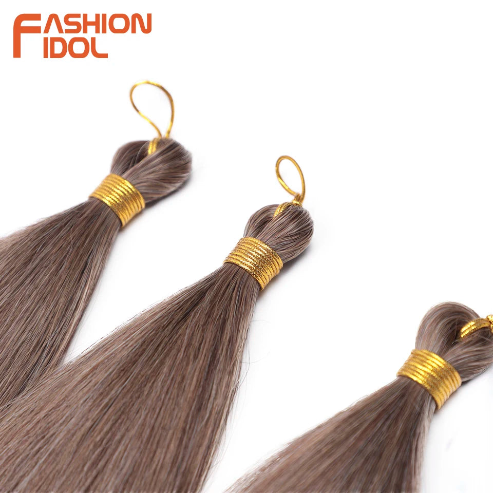28 Inch 3PCS 300g Yaki Straight Pony Hair Bundles Crochet Braids Hair Synthetic Braiding Hair Ombre Brown Crochet Hair Extension