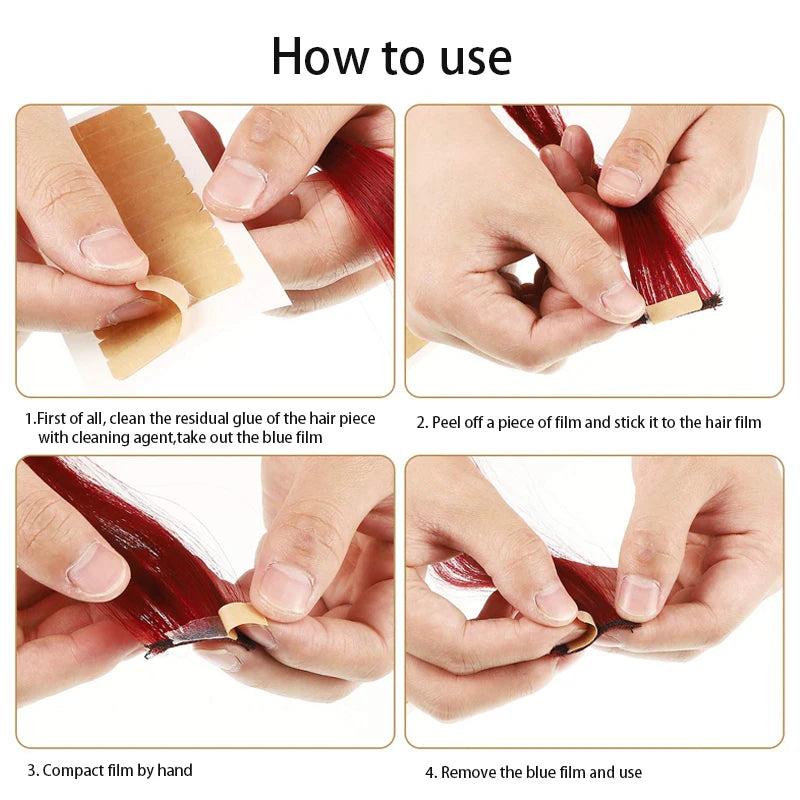 6Sheets=72Pcs Double-Sided Tape Strips For Toupee Lace Wigs Adhesives Hair Extensions Tape Toupee Glue Wig Tape For Men