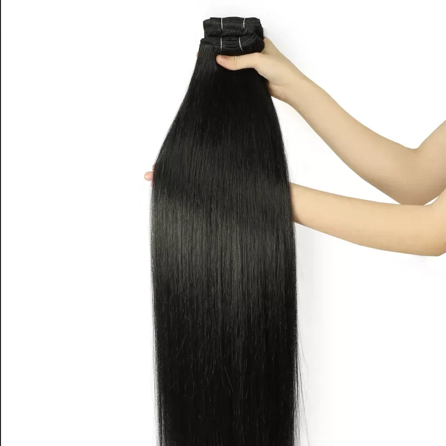 Straight Hair Bundles Extensions Smooth Ombre Hair Weaving 36Inch Super Long Synthetic Straight Hair Bundles Full to End