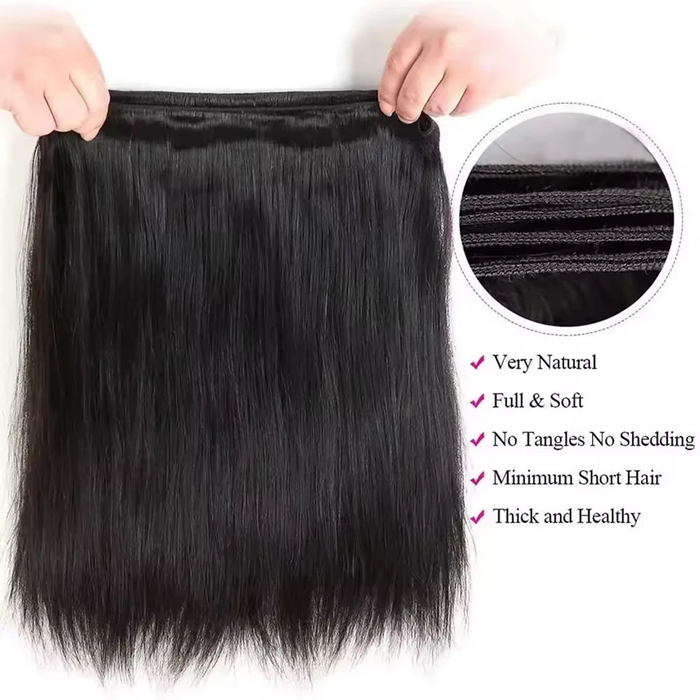 16A Straight Bundles 100% Human Hair 40 Inch Brazilian Virgin Weave 1 3 4 Pcs Raw Hair Bundles Extensions For Women Good Quality