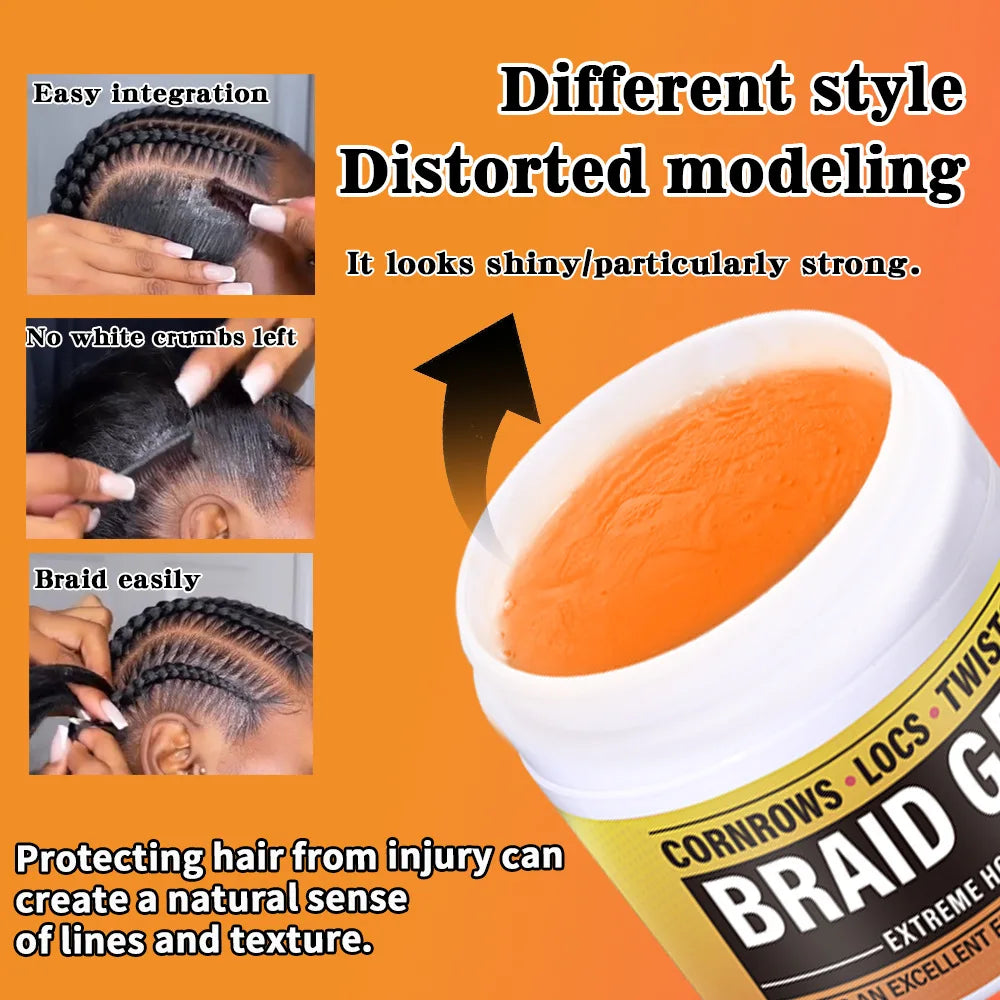 Braid Gel - Locs, Twists, Cornrows! Strong Hold, Moisturizing, Light Scent, Retro Look - Hair Styling Product