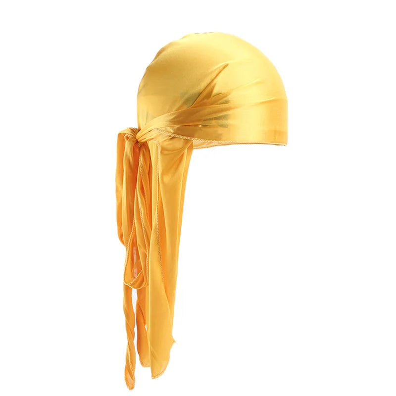 Unisex Silky Long Tail Durag Pirate Hat Turban Fashion Headwraps Cap Bandana Women Men Headwear Caps Hijab Hair Accessories  ﻿