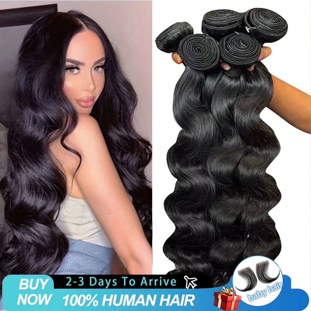 12A 30 40 Inch Body Wave Bundles Brazilian Real Raw Human Hair Extensions Wet And Wavy Remy Weave Hair Bundles For Black Women
