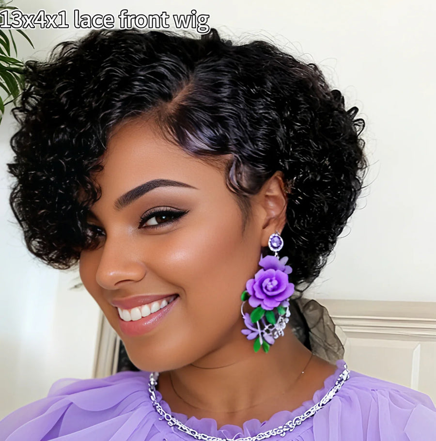 Pixie Cut Water Wave Lace Front Wig