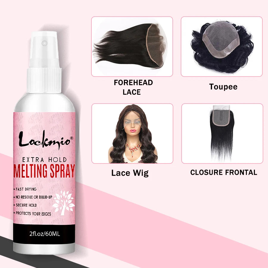 LOCKMIO Lace Wig Melting Spray Wigs Front Adhesive Invisible Fast Dry Toupee Grid Glue for Wigs Installation Styling Tools Kit