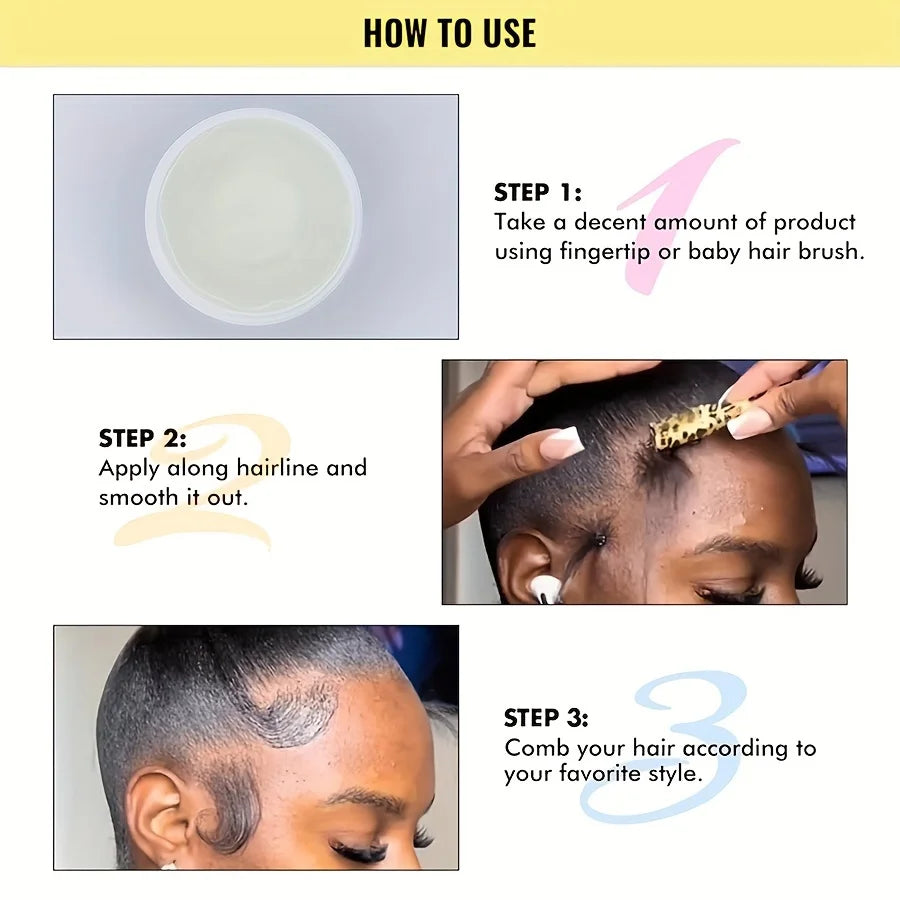 GZE African Black Castor Extra Hold Braid,Contains Black Castor Oil & Coconut Oil Edge Control, Hair Wax Gel for Women