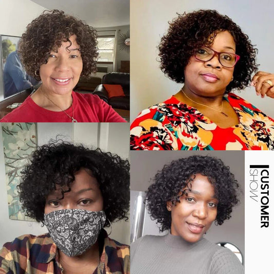 Kinky Curly Bundles With Closure Natural Human Hair Bundles Short Indian Hair Bundles With Circular Closure