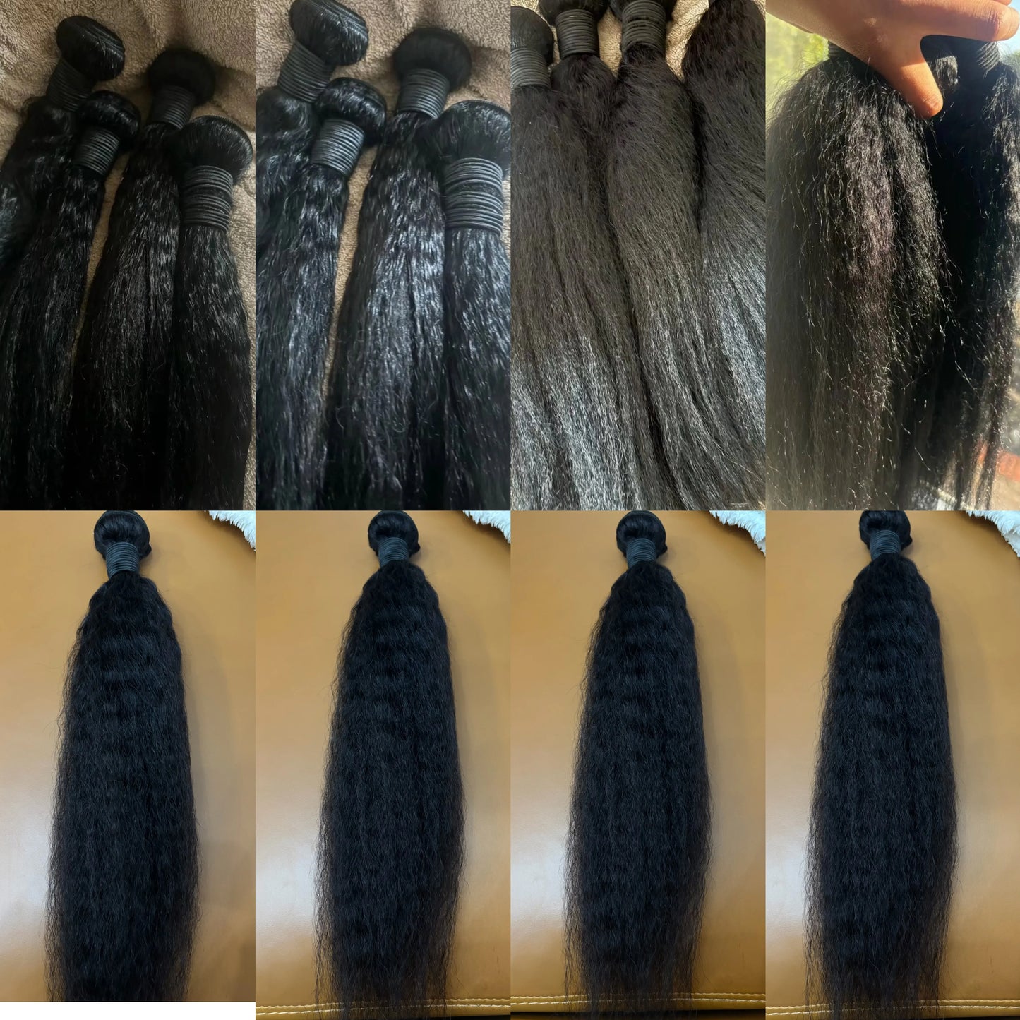 12A Kinky Straight Bundles Human Hair 100 Human Hair Yaki Straight Bundle 20 22 24 Inch Human Hair Bundles 3-5 Days Delivery