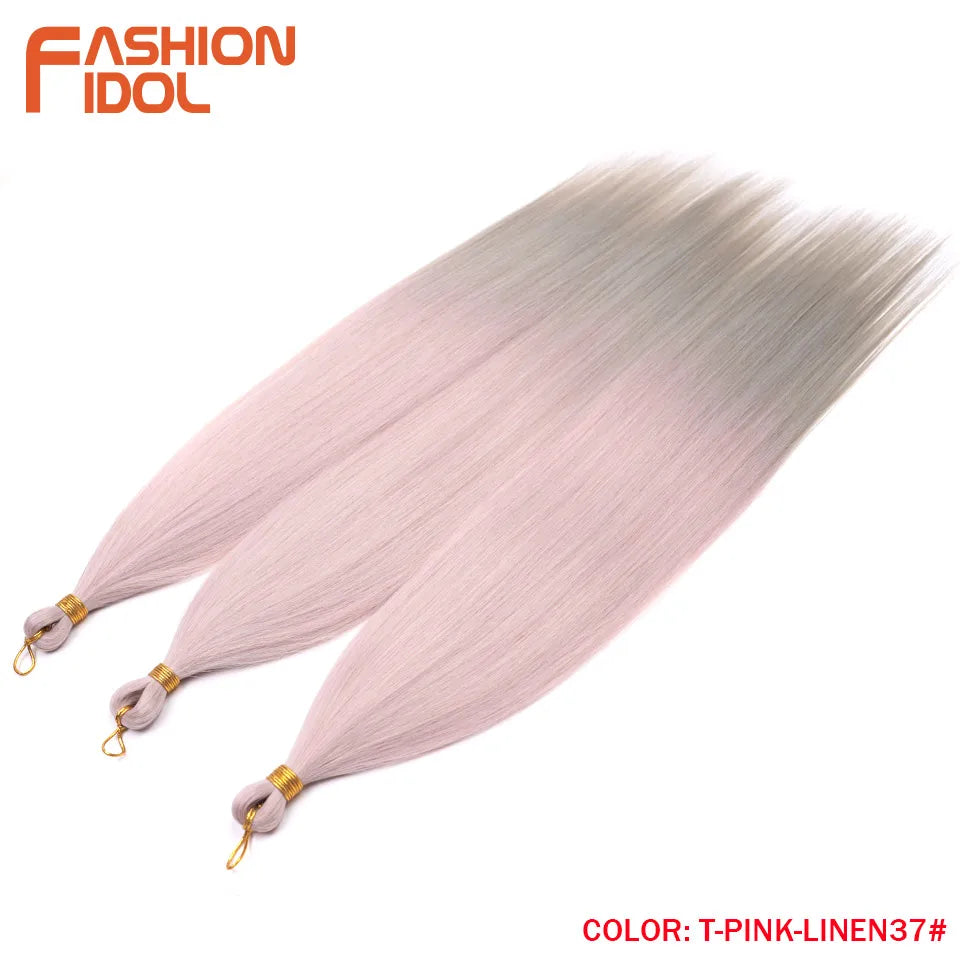 28 Inch 3PCS 300g Yaki Straight Pony Hair Bundles Crochet Braids Hair Synthetic Braiding Hair Ombre Brown Crochet Hair Extension
