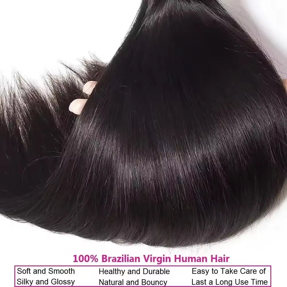 16A Straight Bundles 100% Human Hair 40 Inch Brazilian Virgin Weave 1 3 4 Pcs Raw Hair Bundles Extensions For Women Good Quality