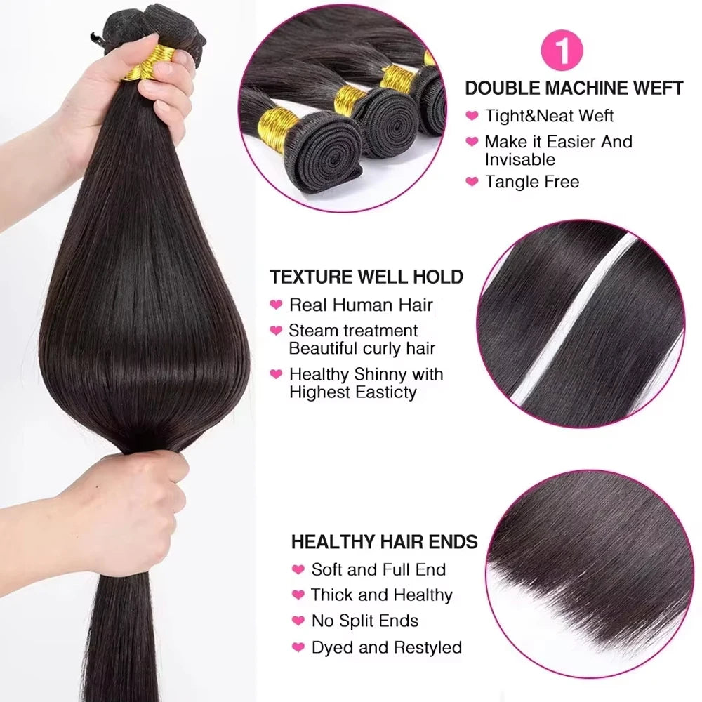 Indian Human Hair Bundles Bone Straight 26 28 30 inch Virgin Human Hair 3 4 Bundles Women Sew In Quick Weave Raw Hair Extensions