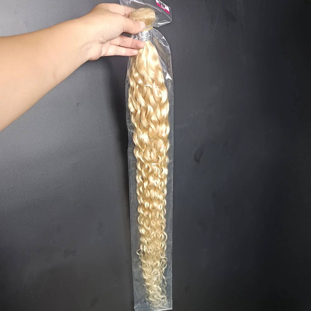 1/2/3PCS 613 Blonde Bundles Human Hair Water Wave 10-30 inch 100% Unprocessed Virgin Human Hair Extensions 12A Grade Full End