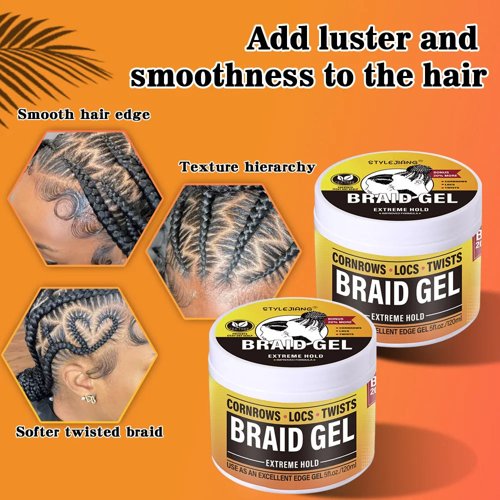 Braid Gel - Locs, Twists, Cornrows! Strong Hold, Moisturizing, Light Scent, Retro Look - Hair Styling Product