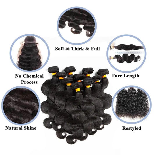 12A 30 40 Inch 100% Body Wave Bundles 100% Real Raw Human Hair Extensions Wet And Wavy Remy Weave Hair Bundles For Black Women
