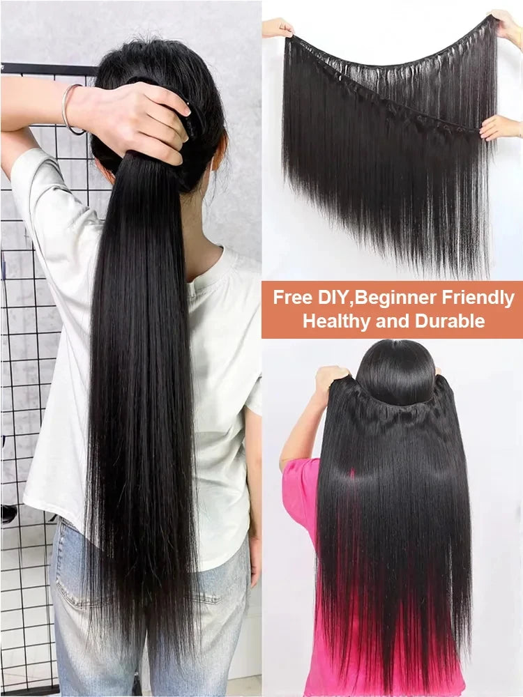 26 28 30 40 Inches Straight Human Hair Bundles Brazilian Raw Remy Weave 100% Unprocessed Extension Weft Natural Black For Women