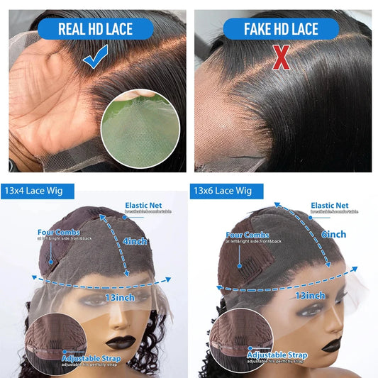 40-42 Inch HD 13x6 Curly Wave Lace Frontal Wig - 250 Density