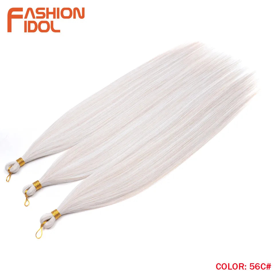 28 Inch 3PCS 300g Yaki Straight Pony Hair Bundles Crochet Braids Hair Synthetic Braiding Hair Ombre Brown Crochet Hair Extension