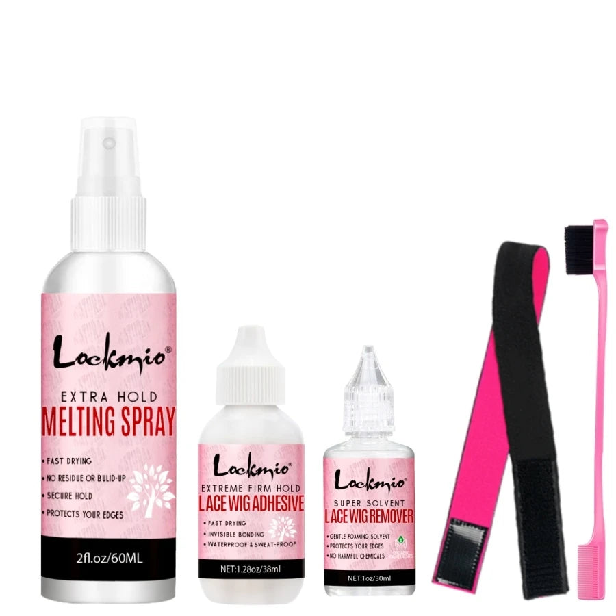 LOCKMIO Lace Wig Melting Spray Wigs Front Adhesive Invisible Fast Dry Toupee Grid Glue for Wigs Installation Styling Tools Kit