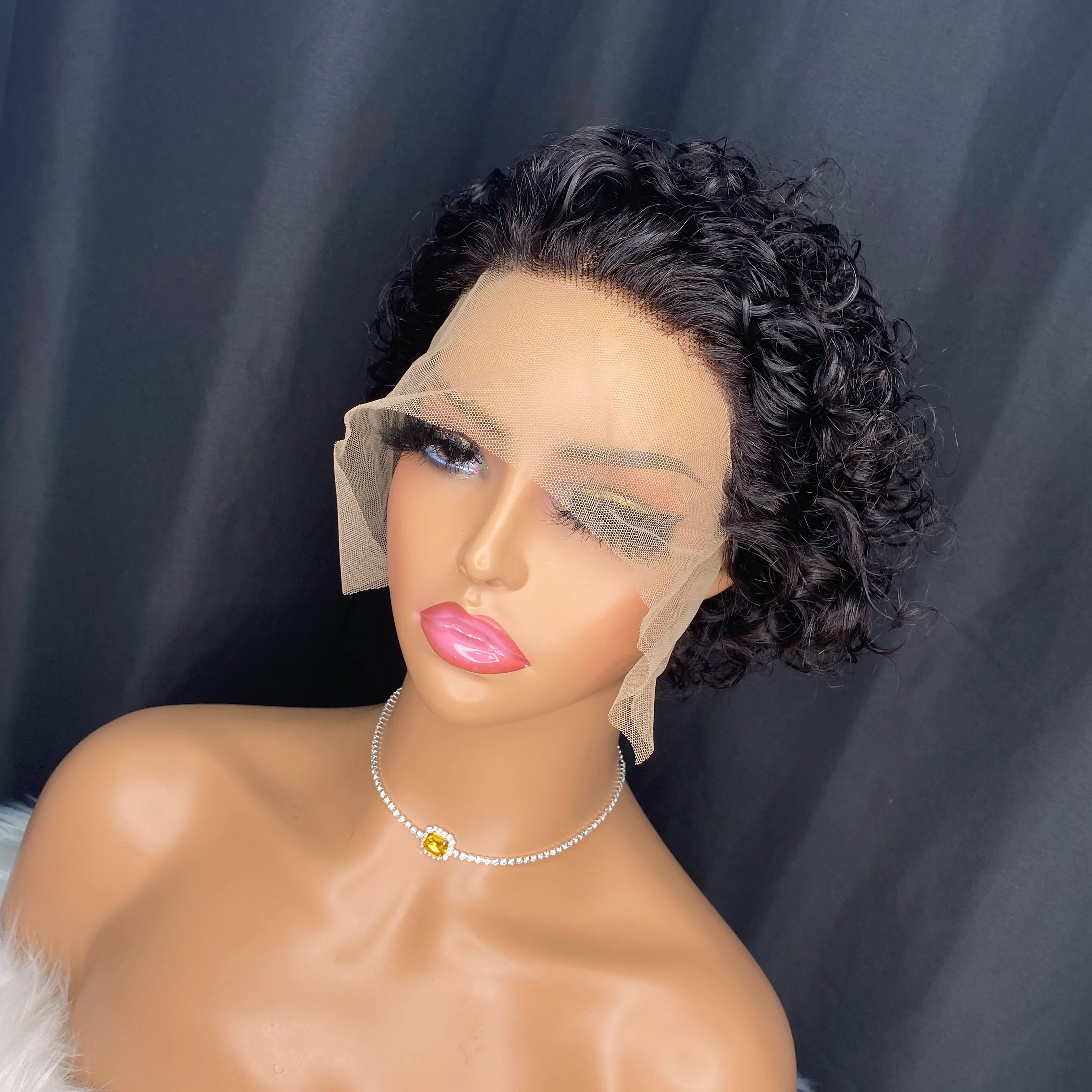 All Natural Curly Black 13x1 lace Wig for Women
