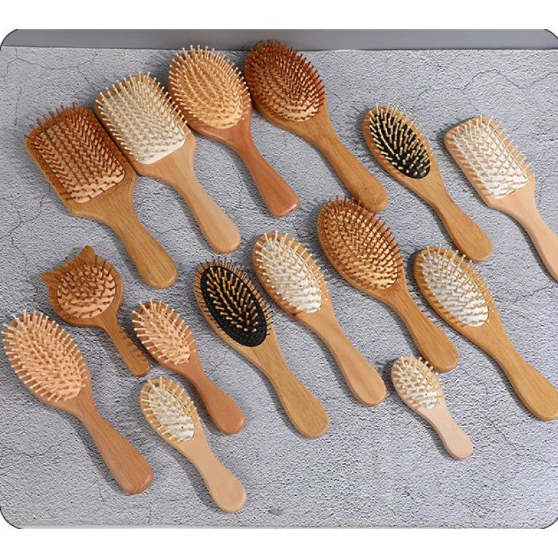 Solid Wood Bamboo Cushion Comb Can be used for scalp massage and hair smoothing The air cushion has excellent resilience Large B