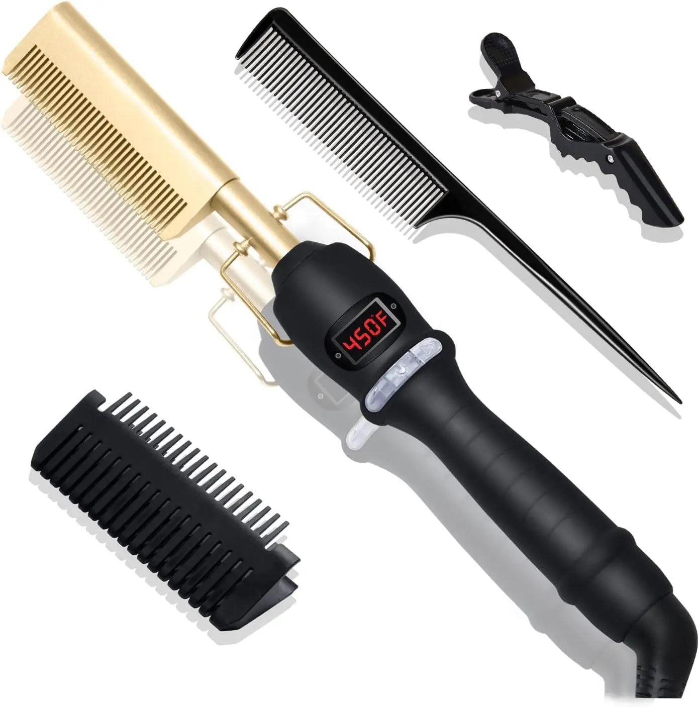 UNTIOR 3 in 1 Straightening Comb Multifunctional Hair Portable Travel Ceramic Comb Electric Hair Straightener for Hair and Wigs