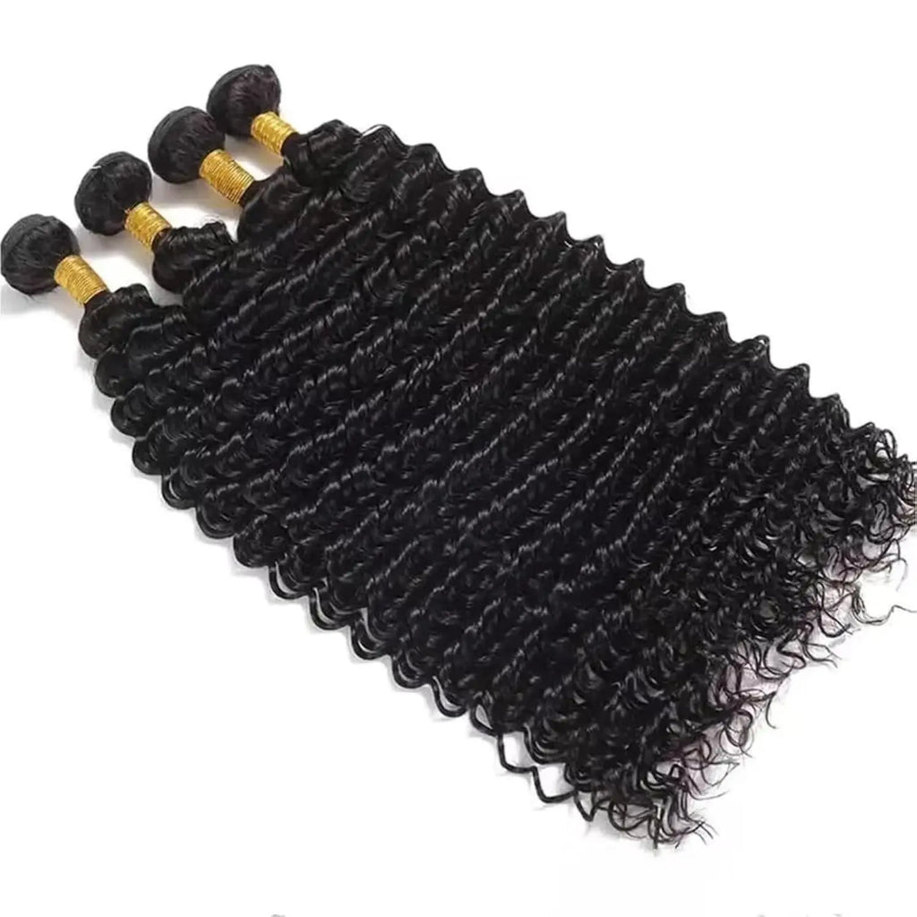 Deep Wave Human Hair Bundles, 12A Curly Bundles Human Hair, 22 24 26 Inch Wet and Wavy  Brazilian Virgin Deep  Wave