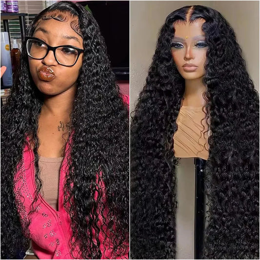 38 40Inch Deep Wave 13x6 Hd Lace Frontal Wig Curly Water Wave Human Hair 5x5 Lace Front Brazilian Wigs For Women Preplucked