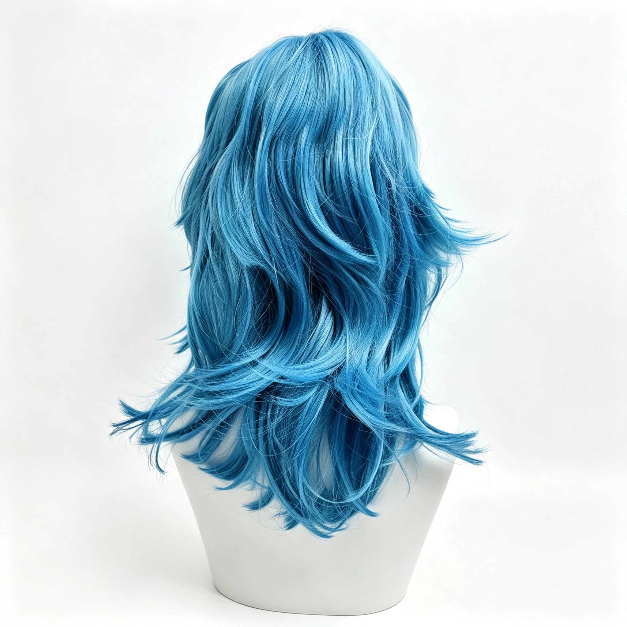 Artificial medium-length straight blue Salic cosplay hairstyle with bangs ,birthdays，role-playing synthetic wig