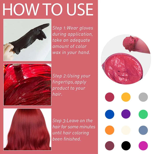 Valentine's Day DIY Hair Dyed Mud Hair Colour Wax Easy To Wash Coloring Cream One-time Hairs Beard and Eyebrows Colour Products