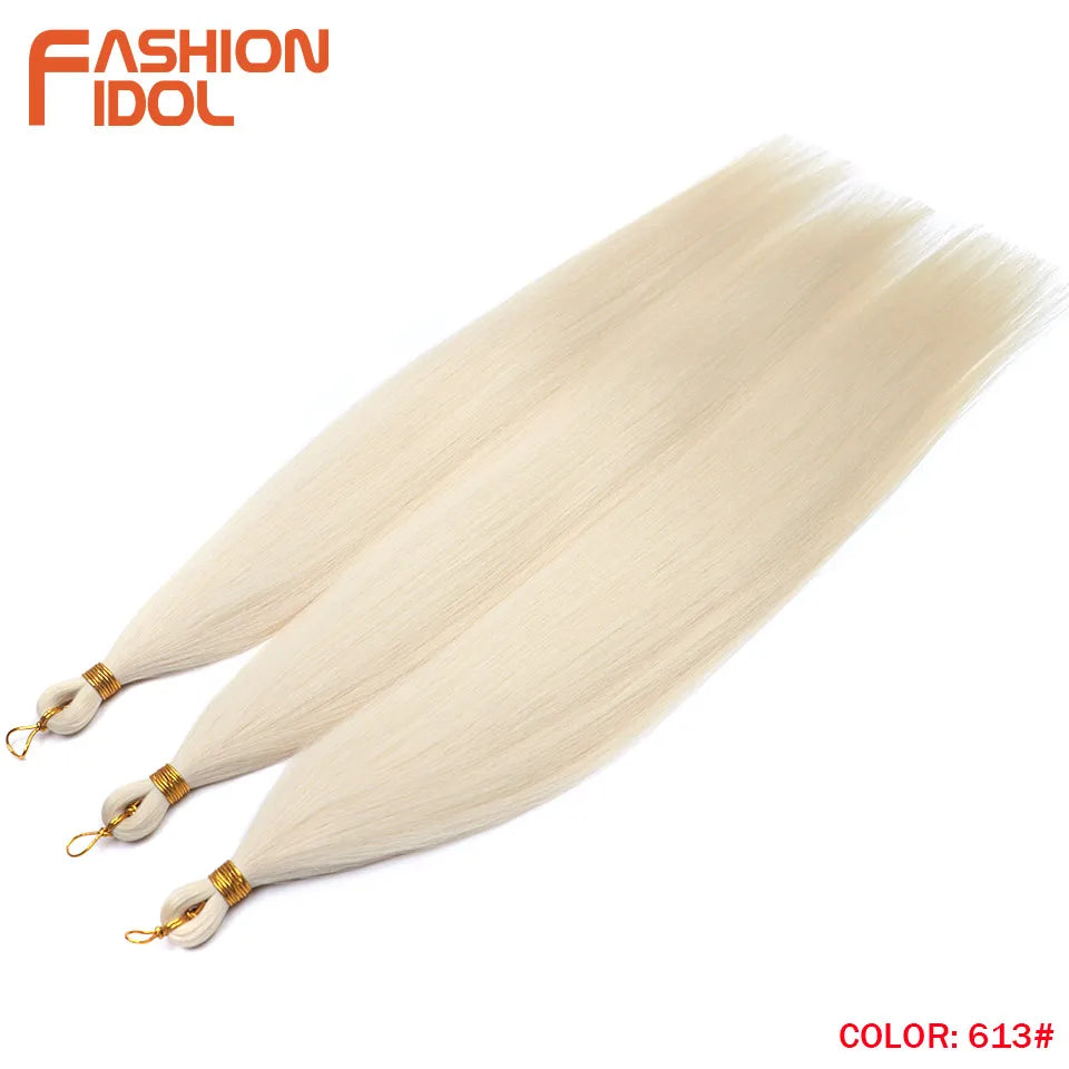 28 Inch 3PCS 300g Yaki Straight Pony Hair Bundles Crochet Braids Hair Synthetic Braiding Hair Ombre Brown Crochet Hair Extension