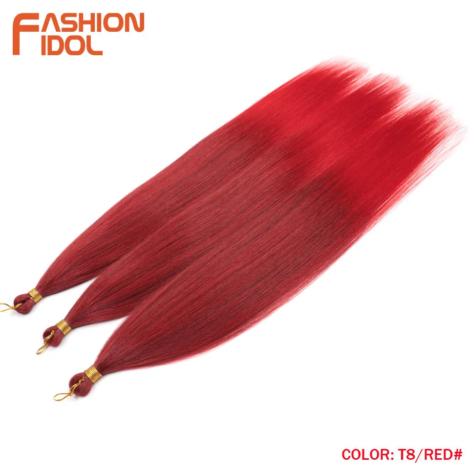 28 Inch 3PCS 300g Yaki Straight Pony Hair Bundles Crochet Braids Hair Synthetic Braiding Hair Ombre Brown Crochet Hair Extension
