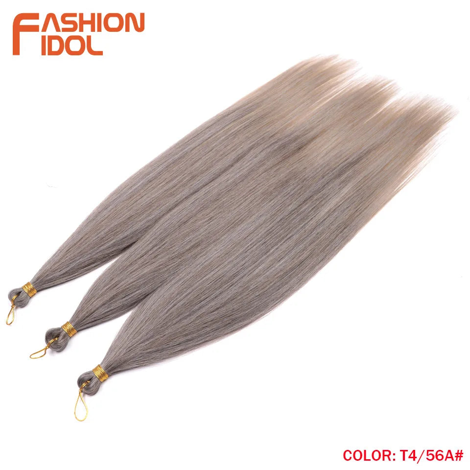 28 Inch 3PCS 300g Yaki Straight Pony Hair Bundles Crochet Braids Hair Synthetic Braiding Hair Ombre Brown Crochet Hair Extension