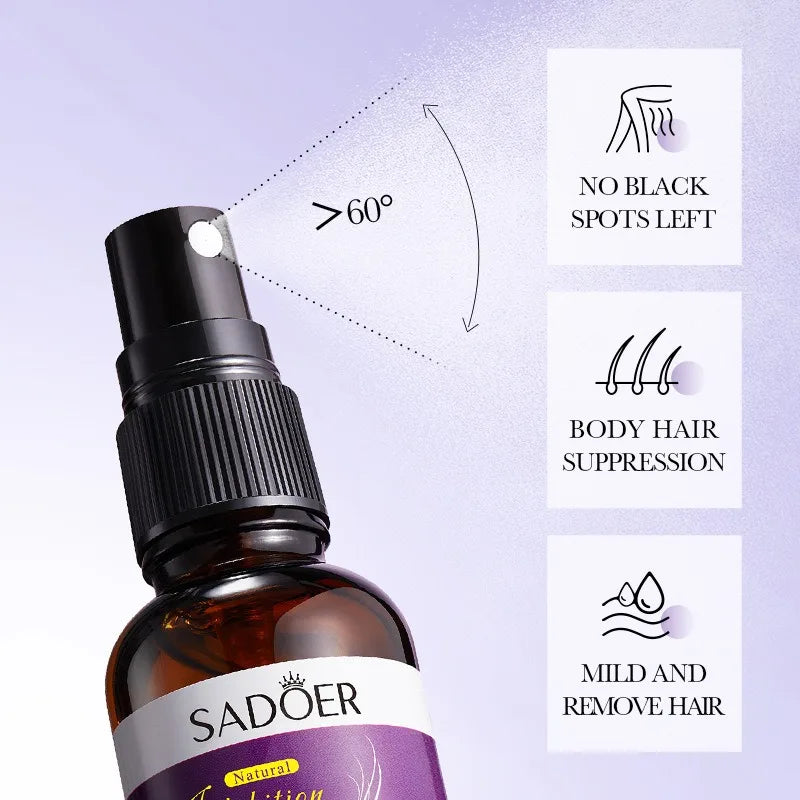 2pcs 30ml  Hair Spray Stop Hair Essential Oil Gentle Smooth Natural Hair Growth Inhibition Skin Care Beauty Products