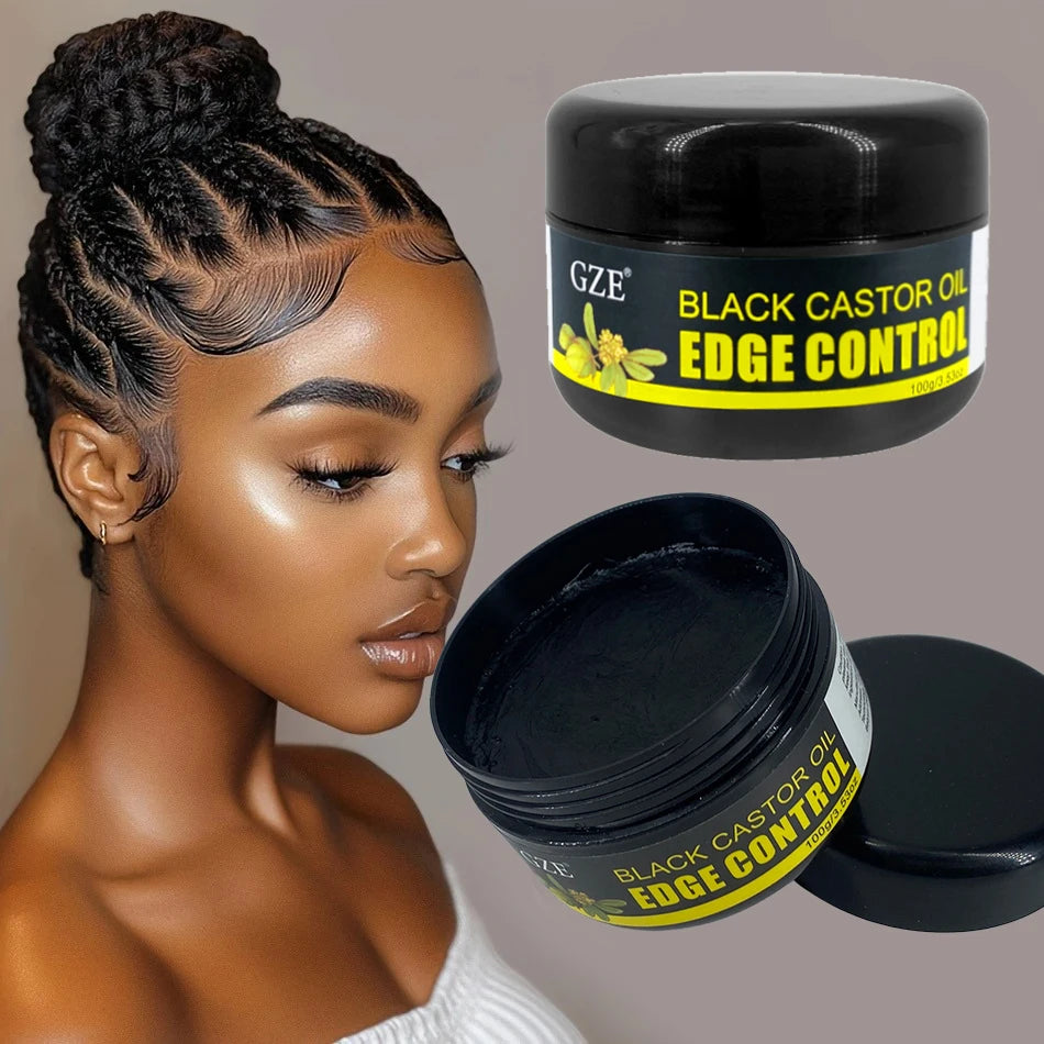 GZE African Black Castor Extra Hold Braid,Contains Black Castor Oil & Coconut Oil Edge Control, Hair Wax Gel for Women