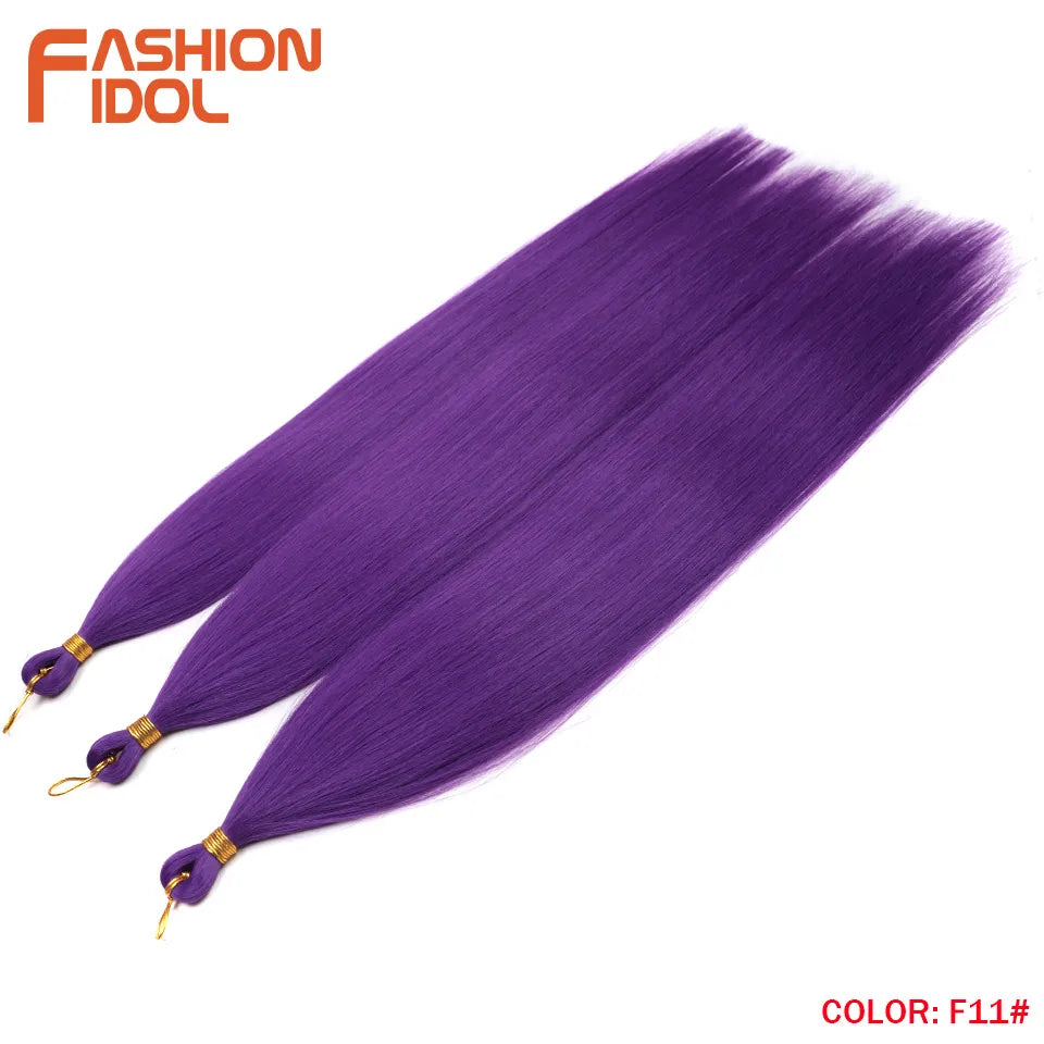 28 Inch 3PCS 300g Yaki Straight Pony Hair Bundles Crochet Braids Hair Synthetic Braiding Hair Ombre Brown Crochet Hair Extension