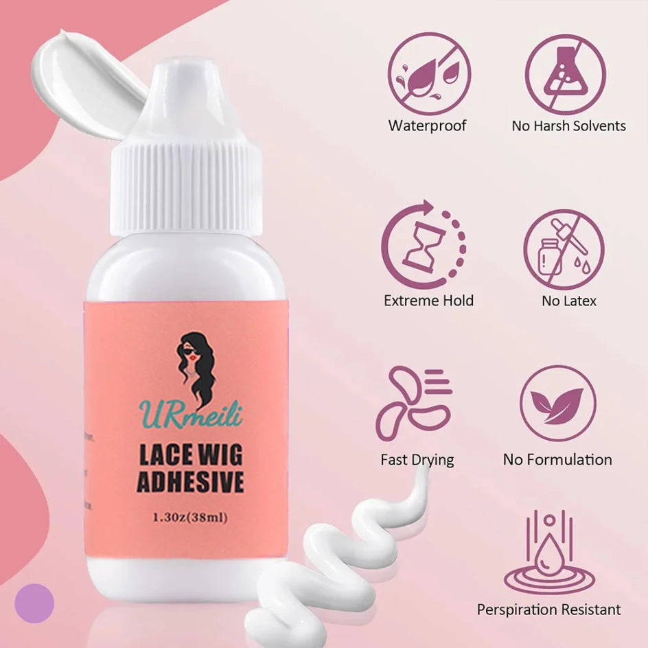 Wig lace glue set Waterproof Lace Front Adhsive for Wigs with Tools and Hair Wax Stick (Lace Adhesive/Wig Glue Remover/Wax Stick