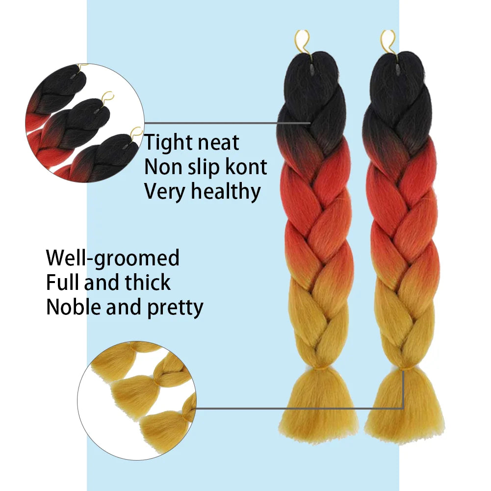 24 Inches DIY Jumbo Braiding Hair Synthetic Hair Extensions Afro Ombre Crochet Braid Hair Wholesale For Women