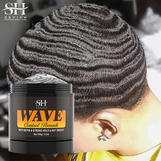 Deep Wave Control Pomade Shampoo Kit Biotin Prevent Hair Loss Edge Control Gel Sport Strong Hold Wave Hair Gel For African Men